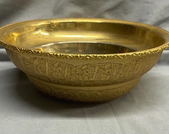 Vintage Brass Etched Bowl.        (340)