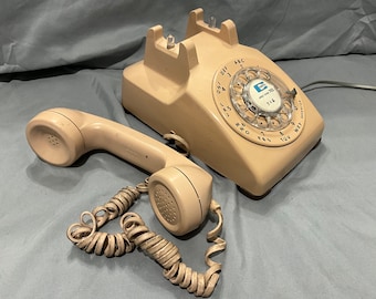 Vintage MCM Beige Rotary Desk Phone