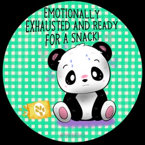 Sticker emotioneel uitgeputte panda