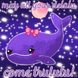 Sticker Delulu ruimte walvis
