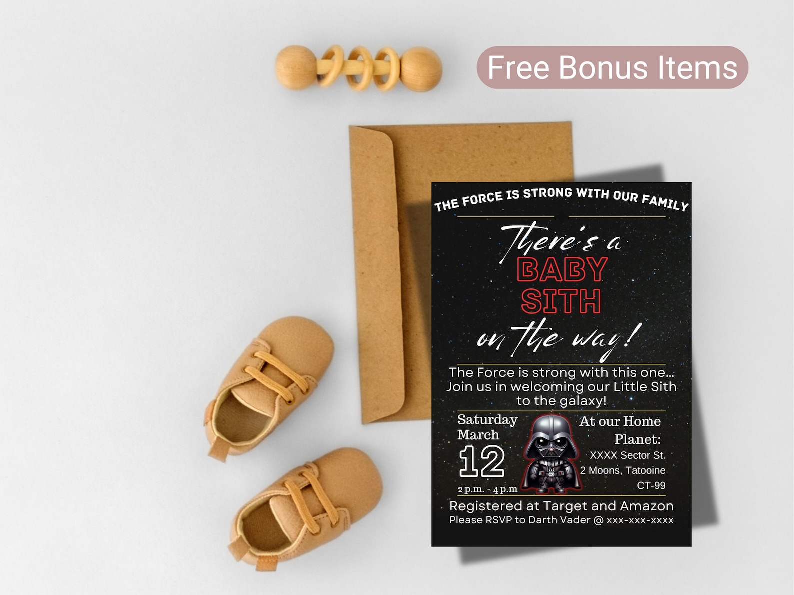Editable Star Wars Baby Sith Baby Shower Invitation Template, Darth ...