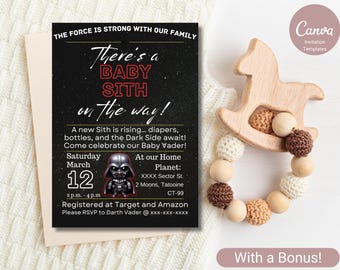 Editable Star Wars Baby Sith Baby Shower Invitation Template, Darth Vader Shower Instant Download Invitation Thank you, Diaper Raffle cards