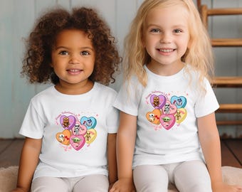 StarWars Happy Valentine's Day shirt, R2D2 BB8 Chewbacca Grogu C3PO Valentine Heart Candy kids Crewneck, VDay Star Wars Toddler pullover