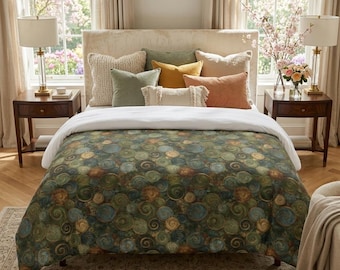 Gustav Klimt Inspired Comforter,  Botanical Summer Lightweight Bedspread, Twin Full Queen King Coverlet, Bed Cover, Bedding, Blanket