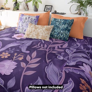 Purple Lavender Bedspread, Purple Botanical Summer Lightweight Bed Cover, Twin Full Queen King Coverlet, Bed Cover, Bedding, Bed Topper