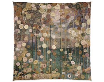Gustav Klimt Inspired Bedspread,  Botanical Summer Lightweight Bed Topper, Twin Full Queen King Coverlet, Bed Cover, Bedding, Blanket