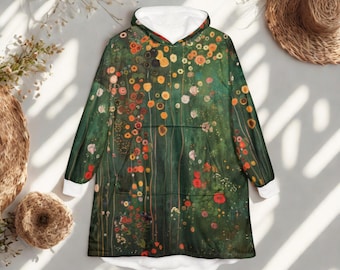 Manta con capucha unisex, manta extragrande y usable, talla única, capa con capucha para sóftbol al aire libre, diseño inspirado en Klimt.