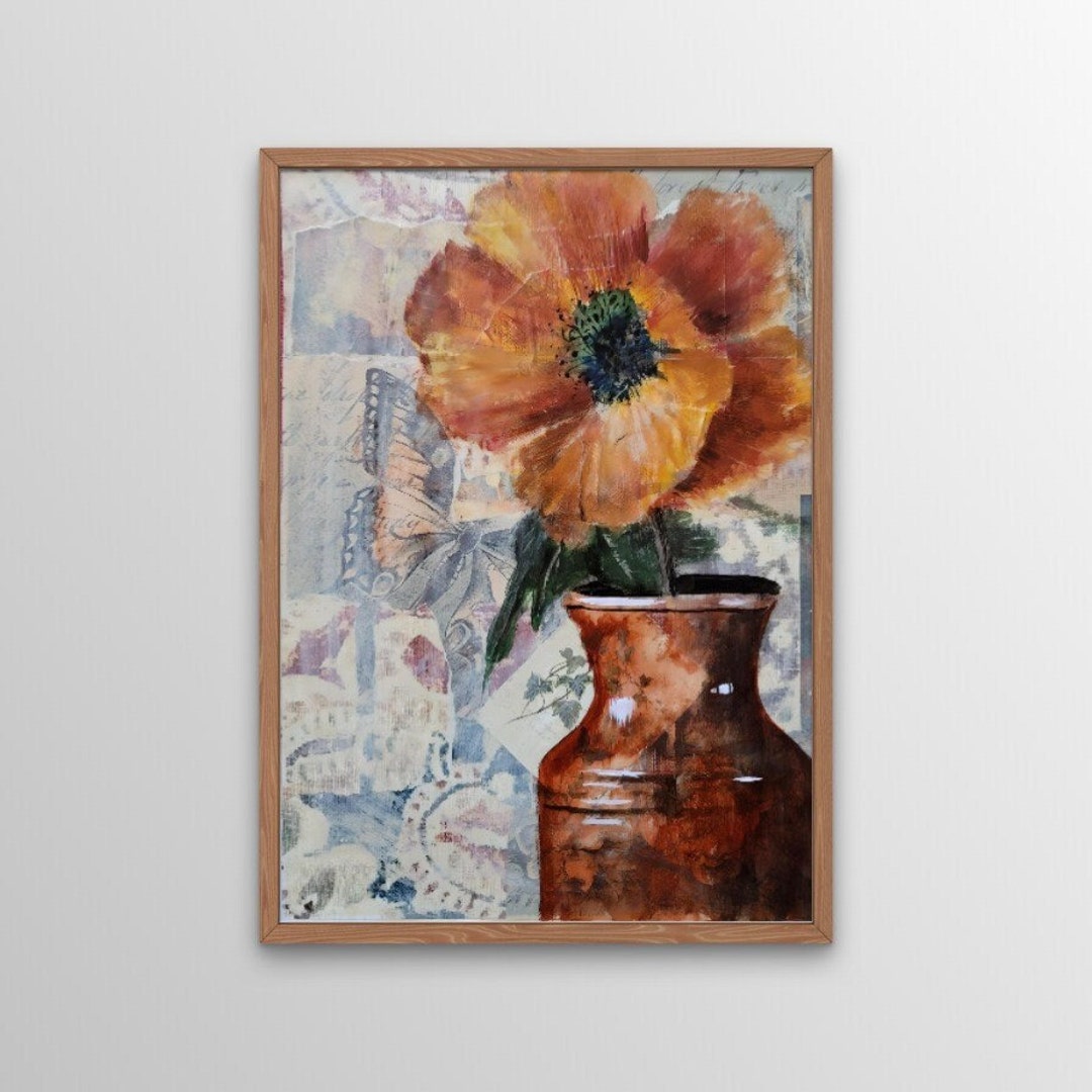 Flower in Vase Wall Art, Digital Print, Printable Wall Art, Original