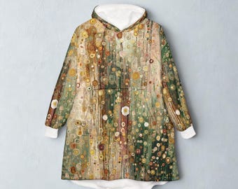Manta con capucha unisex, manta extragrande y usable, talla única, capa con capucha para sóftbol al aire libre, diseño inspirado en Klimt.