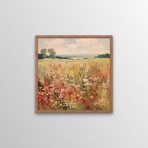 Spring Meadow Wall Art, Digital Print, Elegant Printable Wall Art, Farmhouse Décor, Wildflower Meadow, Botanical Wall Art, Downloadable Art