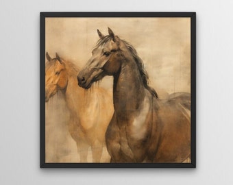 Wild Horse Wall Art for Horse Lovers, Digital Print, Abstract Horse Art, Equestrian Art, Horse Painting,Downloadable Art, Horse Illustration