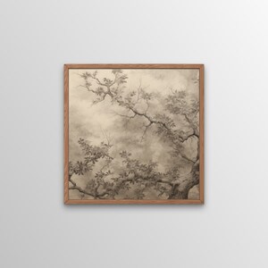 Antique Tree Art Wall Art, Digital Print, Elegant Printable Wall Art, Farmhouse Décor, Vintage Sketch Art, Serene Living Room Wall Art