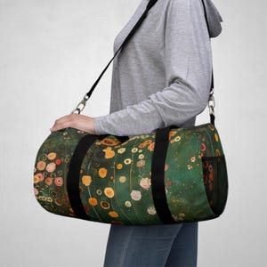 Bolsa esportiva inspirada em Gustav Klimt, bolsa de fim de semana floral para dança, academia, balé, esporte ou praia, bolsa de viagem