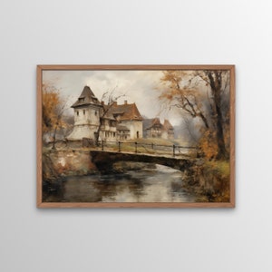 Cozy European Village Wall Art, Digital Print, Elegant Printable Wall Art, European Décor, Instant Digital Download, Living Room Home Décor