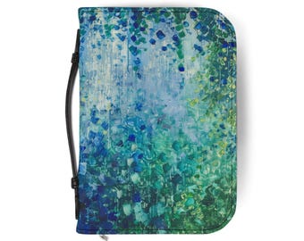 Bible Cover, Gustav Klimt Inspired, PU Leather Floral Bible Bag Carrier Case, Christian Gift for Sisters in Christ or Pastor Gift
