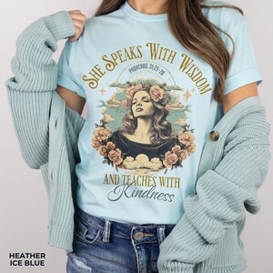 She Speaks with Wisdom T-Shirt - Unisex Jersey Short Sleeve Tee, Christian Merch, Christian Streetwear, Faith Based Shirt