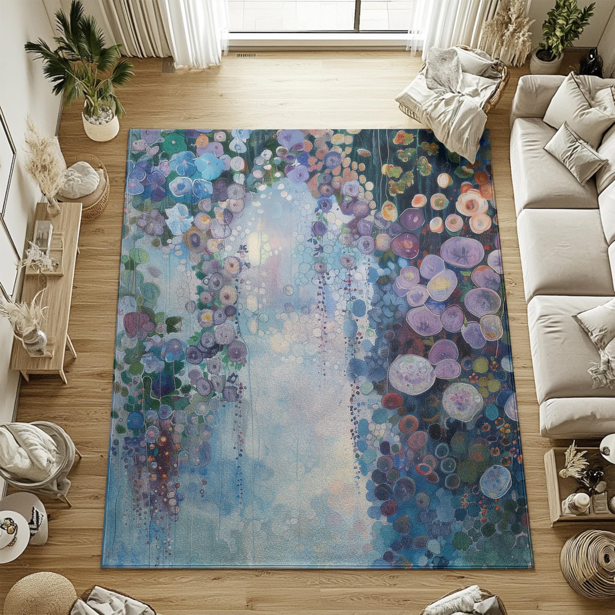 Gustav Klimt Inspired Area Rug, Funky, Colorful, & Unique Area