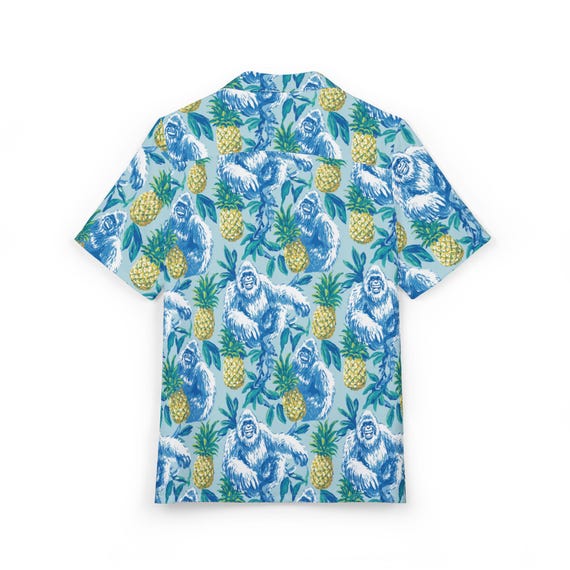 Camicia Hawaiana Taglie Forti Uomo – Blu Stampa Floreale, Manica Corta, Bottoni, Vestibilità Regolare (0XL-5XL)