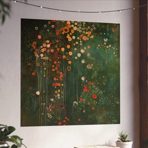 Impressionistic Fine Art Poster, Flower Garden Art Inspired by Gustav Klimt, Dopamine Décor, Large Wall Art, Best Selling  Home Office Décor