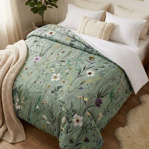 Gustav Klimt Inspired Bedspread,  Lightweight Botanical Summer Bed Topper, Twin Full Queen King Coverlet, Bed Cover, Bedding, Blanket