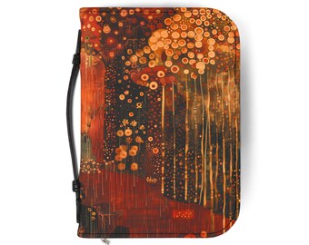 Bible Cover, Gustav Klimt Inspired, PU Leather Floral Bible Bag Carrier Case, Christian Gift for Sisters in Christ or Pastor Gift