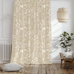 Window Curtains (1 Panel), 50&quot; x 84&quot; Rod Pocket Botanical Bohemian Woodland Floral Cottagecore Blackout Cafe Curtains, Farmhouse Drapes