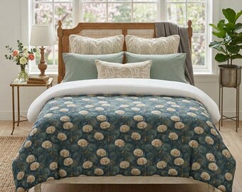 Gustav Klimt Inspired Dandelion Comforter, Botanical Summer Lightweight Bedspread, Bed Cover, Bedding, Blanket