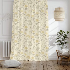 Window Curtains (1 Panel), 50&quot; x 84&quot; Rod Pocket Botanical Bohemian Woodland Floral Cottagecore Blackout Cafe Curtains, Farmhouse Drapes