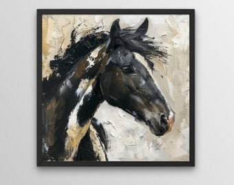 Wild Horse Wall Art for Horse Lovers, Digital Print, Abstract Horse Art, Equestrian Art, Horse Painting,Downloadable Art, Horse Illustration