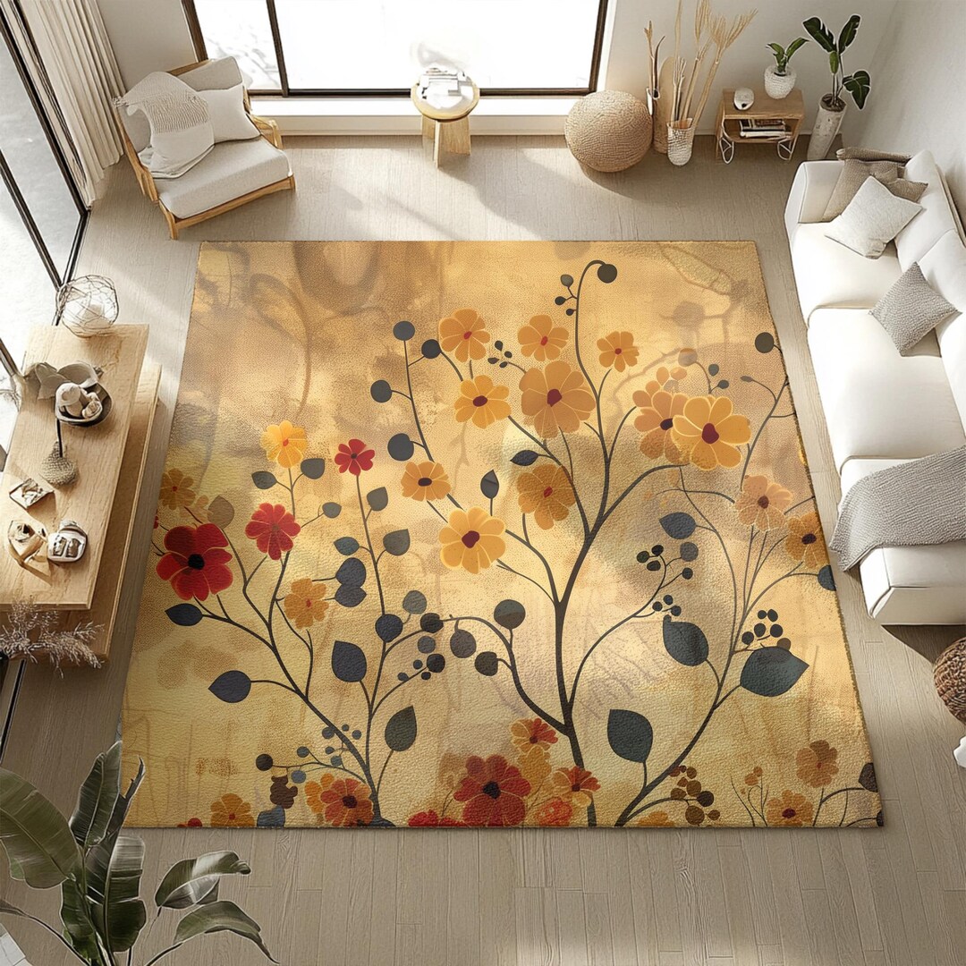 Gustav Klimt Inspired Area Rug, Funky, Colorful, & Unique Area