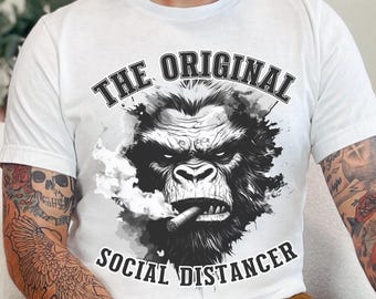 Bigfoot Unisex Tee, Sasquatch Shirt, Funny Cryptid T-Shirt, The Original Social Distancer, Cryptozoology Shirt, White Elephant Gift