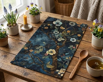 Gustav Klimt Inspired Hand Towel, 16″ × 28″ Kitchenware or Powder Room Towels, Woodland Floral Dopamine Fall Home Décor, Dish Towel