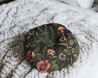 Tufted Floor Pillow, Woodland Forest Round Floor Pillow Cushion Seating, Meditation Prayer Colorful Boho Botanical Cushion