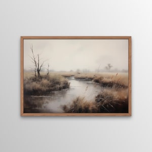 Hazy River Wall Art, Digital Print, Elegant Printable Wall Art, Farmhouse Décor, Nature Scenery