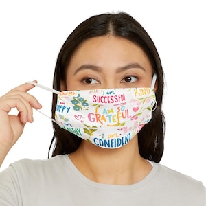 Mascarilla facial de poliéster de ajuste ceñido, mascarilla facial de afirmaciones positivas, mascarilla cómoda y fresca, mascarilla facial de buenas vibraciones para mujeres, mascarilla facial de tela personal