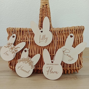 Personalisierter Oster-Anhänger - Anhänger Osterkörbchen - Hasenanhänger - Osterhase mit Name - Geschenkidee Ostern -Osteranhänger