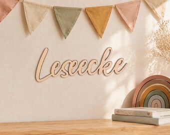 XL Reading Corner Sign incl. Wall Mounting - Children's Room Decor - Wooden Sign Reading Corner - Children's Room Decor - Saying for the Children's Room