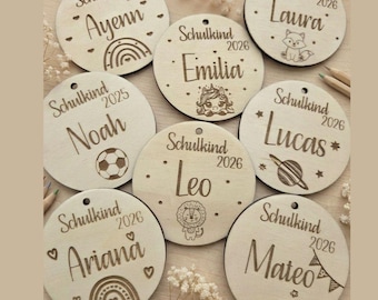 Personalized school cone tag - wooden tag with name for the first day of school - candy cone - school cone - first day of school 2026
