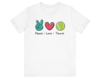 Camiseta unisex con el símbolo del tenis Peace Love: camiseta de manga corta para fanáticos del deporte y la armonía