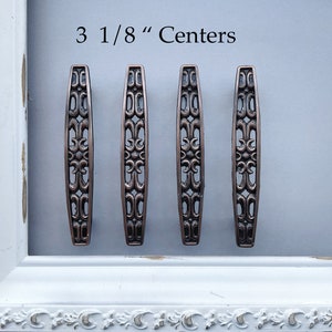 Filigree Copper Color Pulls , Modern Mid Century Hardware , 3&quot; Inch Centers ,Copper Drawer Pulls Handles ,Vintage Style Kitchen Hardware
