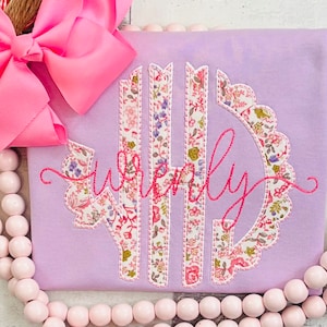 Girls Monogram Applique Shirt Personalized Shirt Little Girls Monogram Ruffle Shirt Personalized Embroidered Name Ruffle Shirt