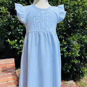 Girls Monogram Dress Little Girls Flutter Sleeve Monogram Dress Toddler Applique Summer Dress