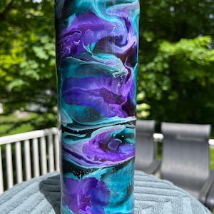 Hand Painted Tumbler, epoxy resin and alcohol ink