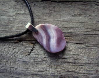 Beach Combed Wampum Pendant - Purple Quahog Shell from Montauk 21 - OOAK Hand Polished Suckáuhock