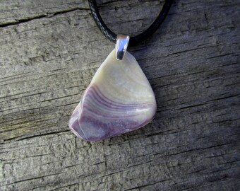 Beach Combed Wampum Pendant - Martha's Vineyard Purple Quahog Shell 16 - OOAK Hand Polished Suckáuhock