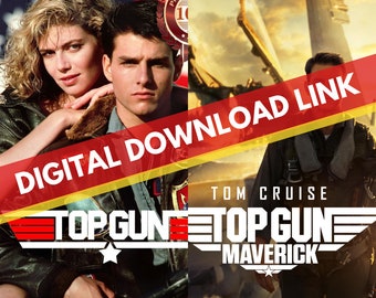 Top Gun 1986 & Top Gun Maverick 2022 Movies (HD) Digital Download Link, Action Film, Movie Collection, Instant Access