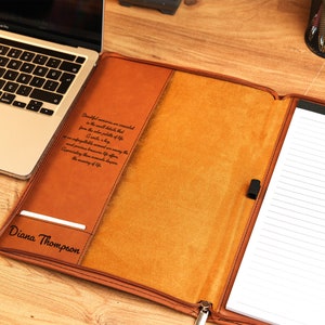 Personalized Leather Portfolio with Zipper, Refillable Portfolio, Custom Refillable Portfolio, Personalized Zipper Portfolio