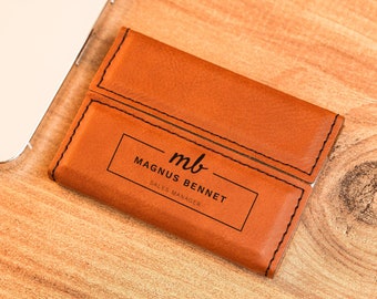 Business Card Holder, Leather Card Holder, Custom Business Card Holder, Business Card Holder Initial, Engraved Card Holder, Gift For Dad