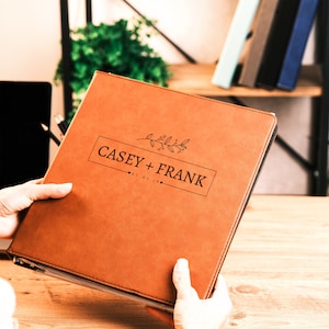 Classeur personnalisé, classeur en cuir, classeur design pour mariage, classeur à 3 anneaux, organisateur de mariage, cadeau photo pour jeunes mariés, cadeau pour couple