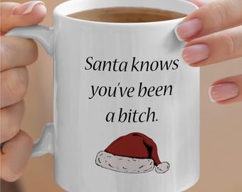 Funny Holiday Mug, White Mug, Christmas Gift, Ceramic Mug, Coffee Mug, Hot Chocolate Mug, Santa Mug, Festive Mug, Humorous Mug, Tea Mug